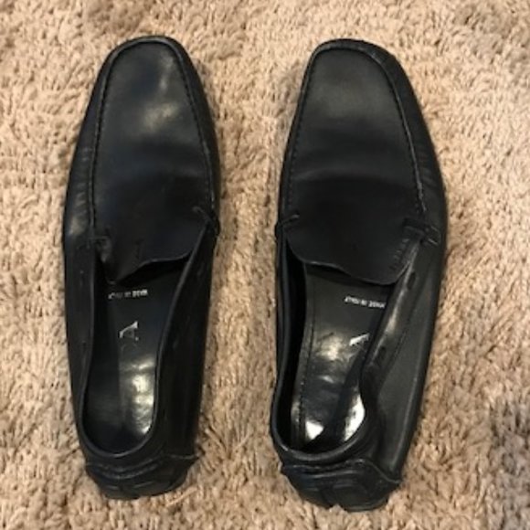 Soft black leather Prada Loafers, 37 1/2 - Picture 1 of 8
